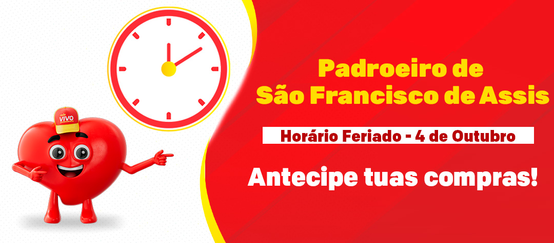 Horário Feriado 04 de Outubro - São Francisco de Assis